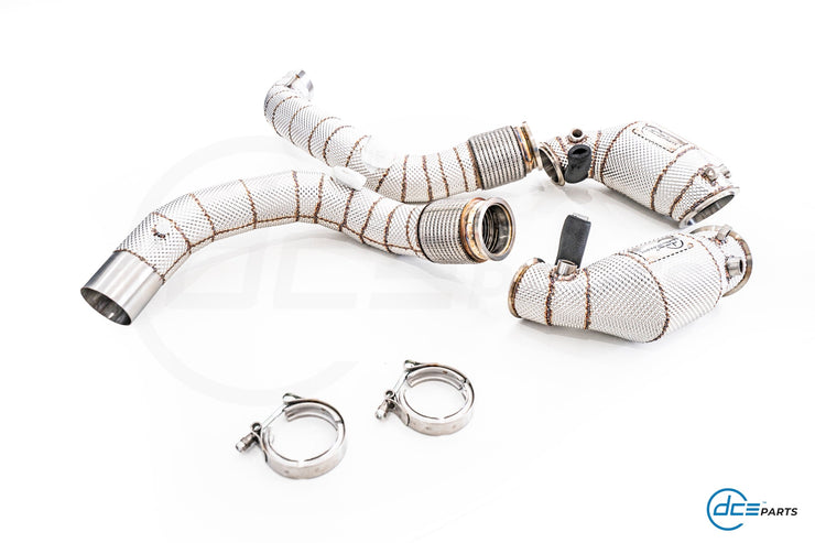 DCE Parts -  BMW S63B44 - BMW F90 M5 F91 F92 F93 M8 X5M F96 X6M F96 (Clamp Type) - Catless / High Flow Cat Downpipe