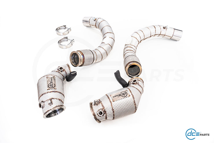 DCE Parts -  BMW S63B44 - BMW F90 M5 F91 F92 F93 M8 X5M F96 X6M F96 (Clamp Type) - Catless / High Flow Cat Downpipe