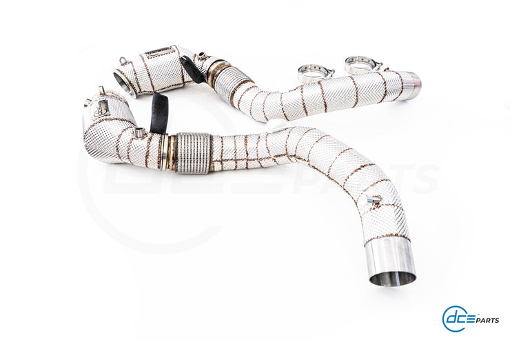 DCE Parts -  BMW S63B44 - BMW F90 M5 F91 F92 F93 M8 X5M F96 X6M F96 (Clamp Type) - Catless / High Flow Cat Downpipe